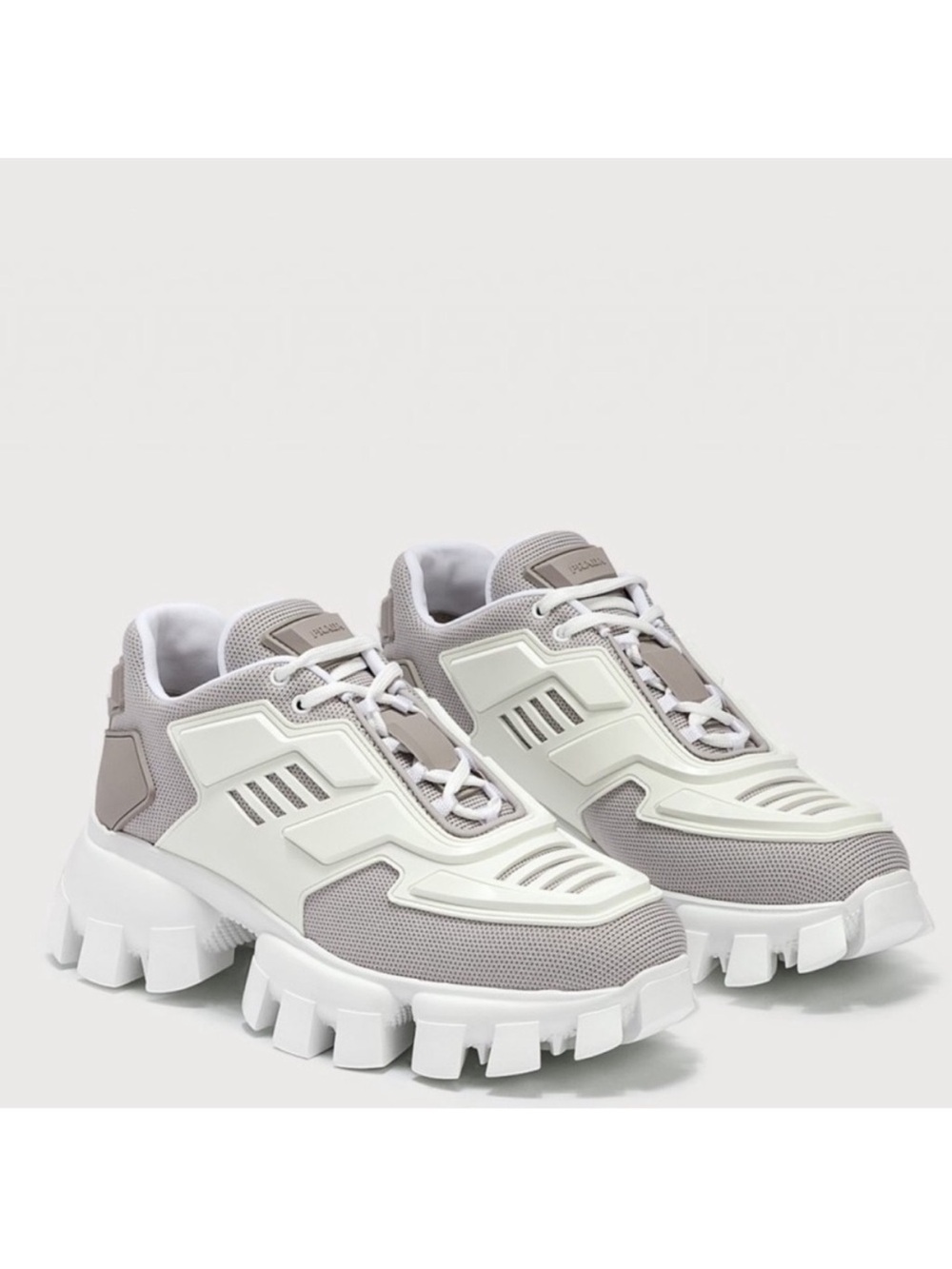 Prada Cloudbust Thunder Sneakers White Gray Mesh Rubber Chunky shoes 37